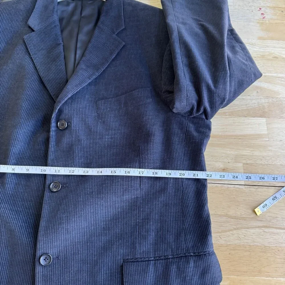 Perry Ellis Sport Coat Blazer Navy Corduroy Suit Jacket Cotton 42 Regular